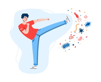 man fighting bacteria