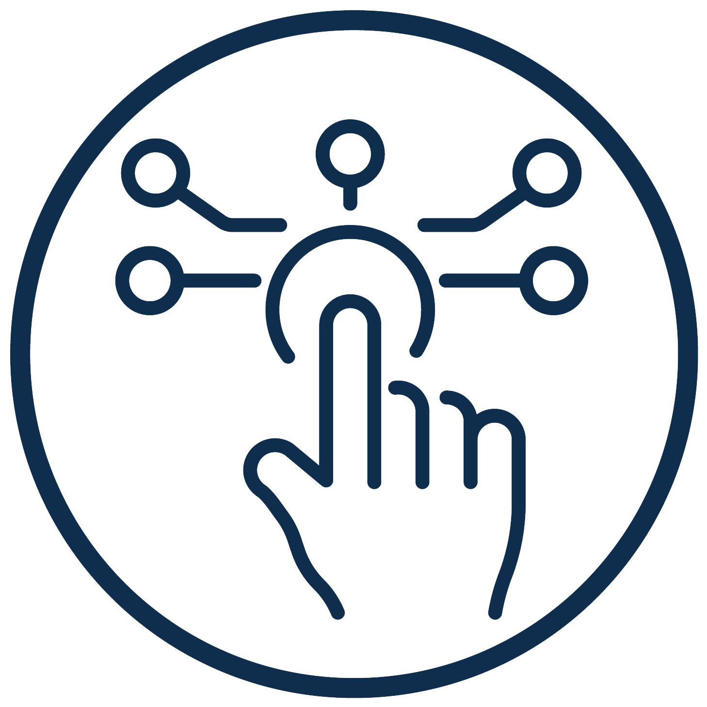 Icon of finger making a selection of multiple circles.