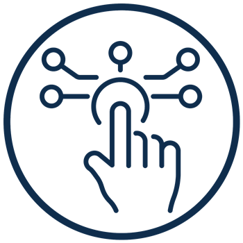 Icon of finger making a selection of multiple circles.